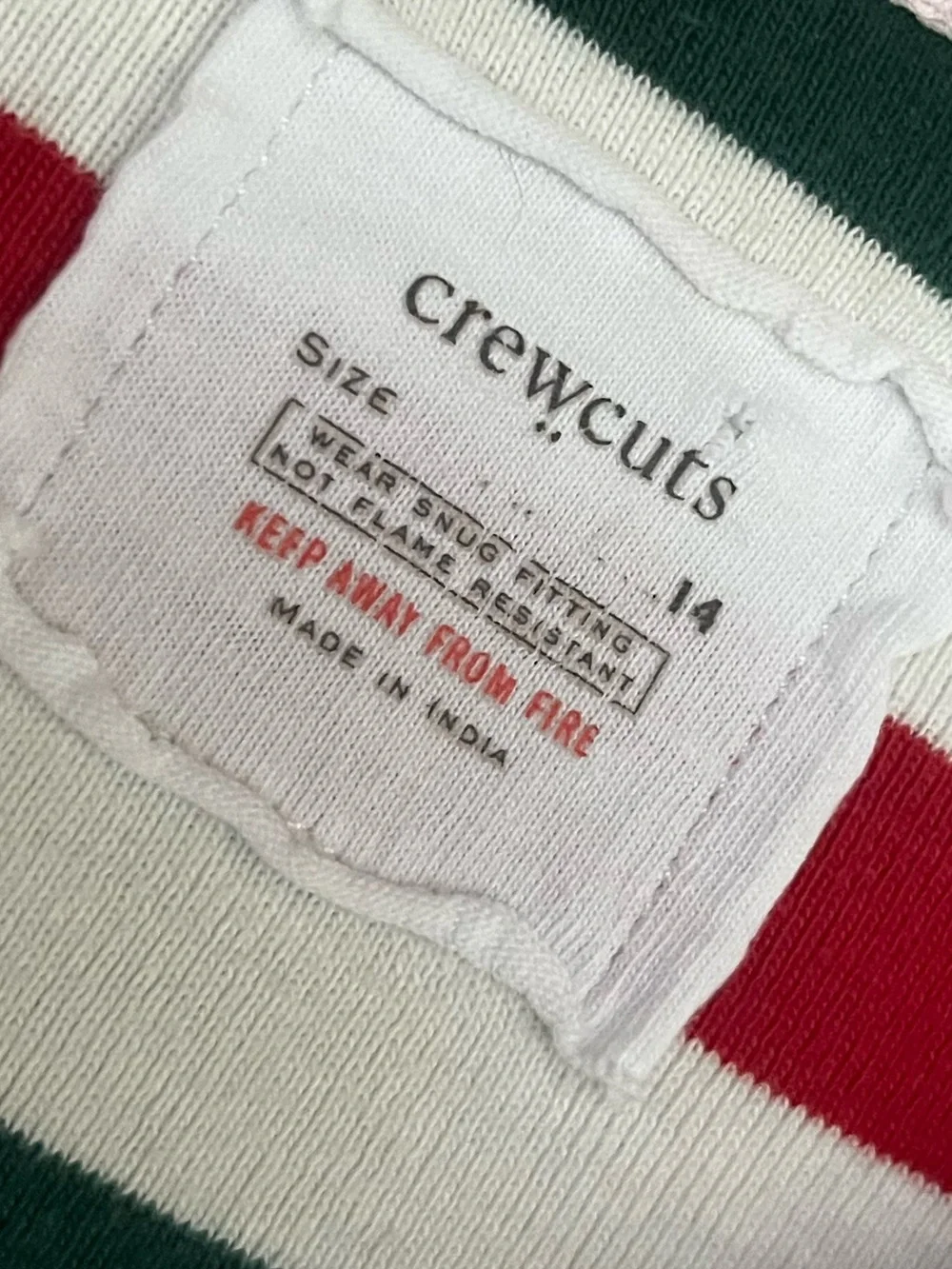 Crewcuts Striped 2 Piece Pajamas size 14 pink red green white Christmas holiday